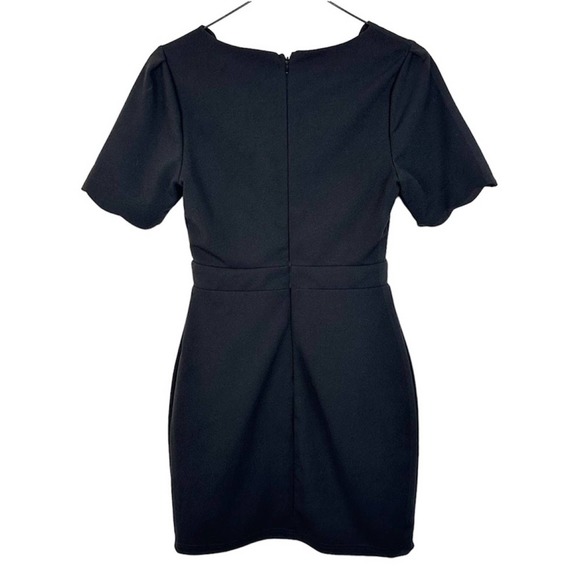 Lulus Truer Words Black Scalloped Short Sleeve Bodycon Mini Dress Size XS - Picture 3 of 9